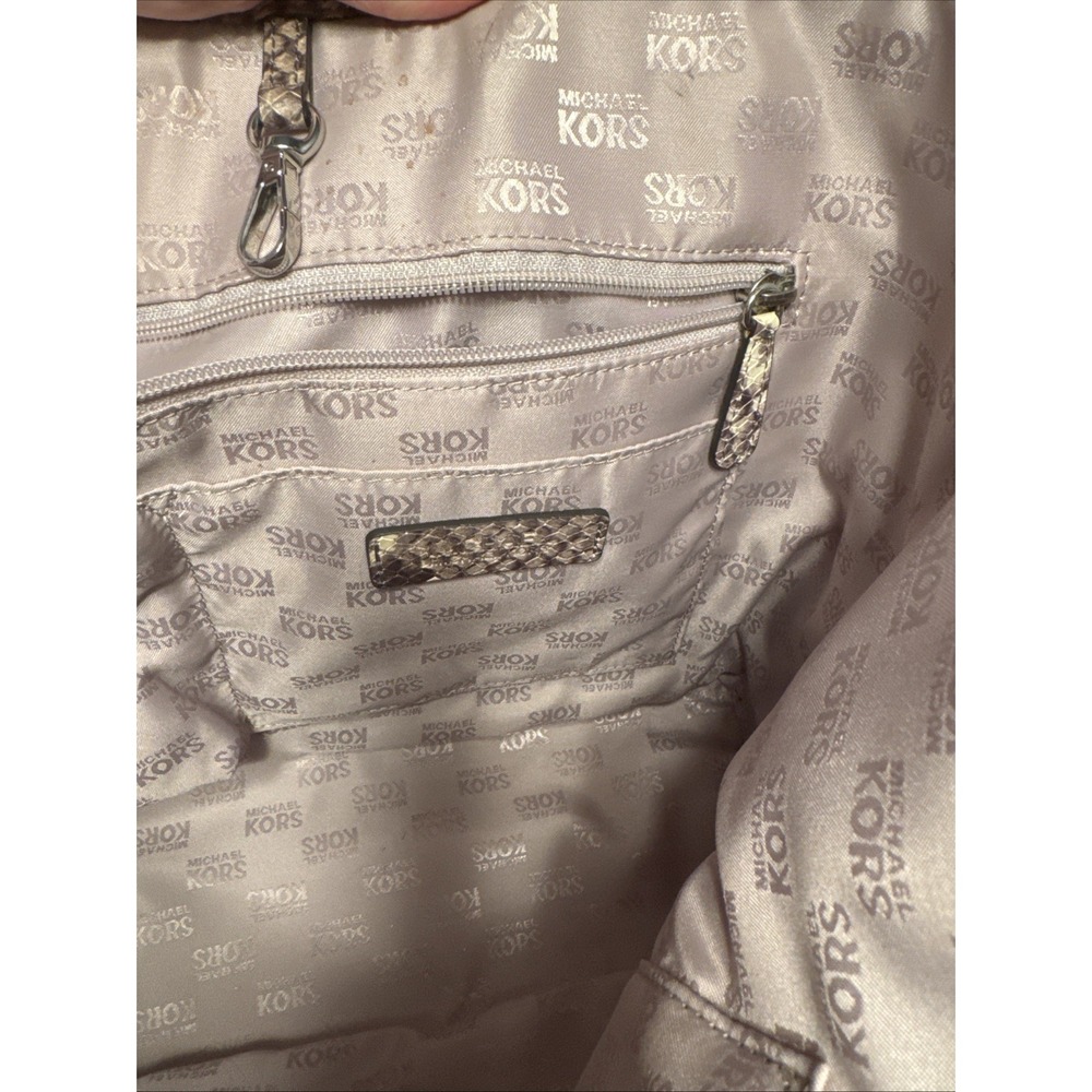 Michael Kors Women's Snakeskin Tote Handbag Purse - Picture 7 of 11